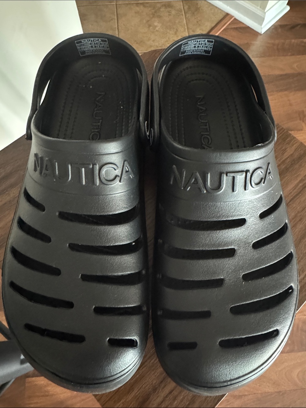 Nautica Black Slip-On Ventilated Clog Sandals